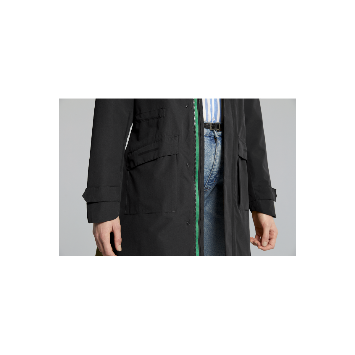 Basil Mosse veste de pluie Parka femmes, Noir S