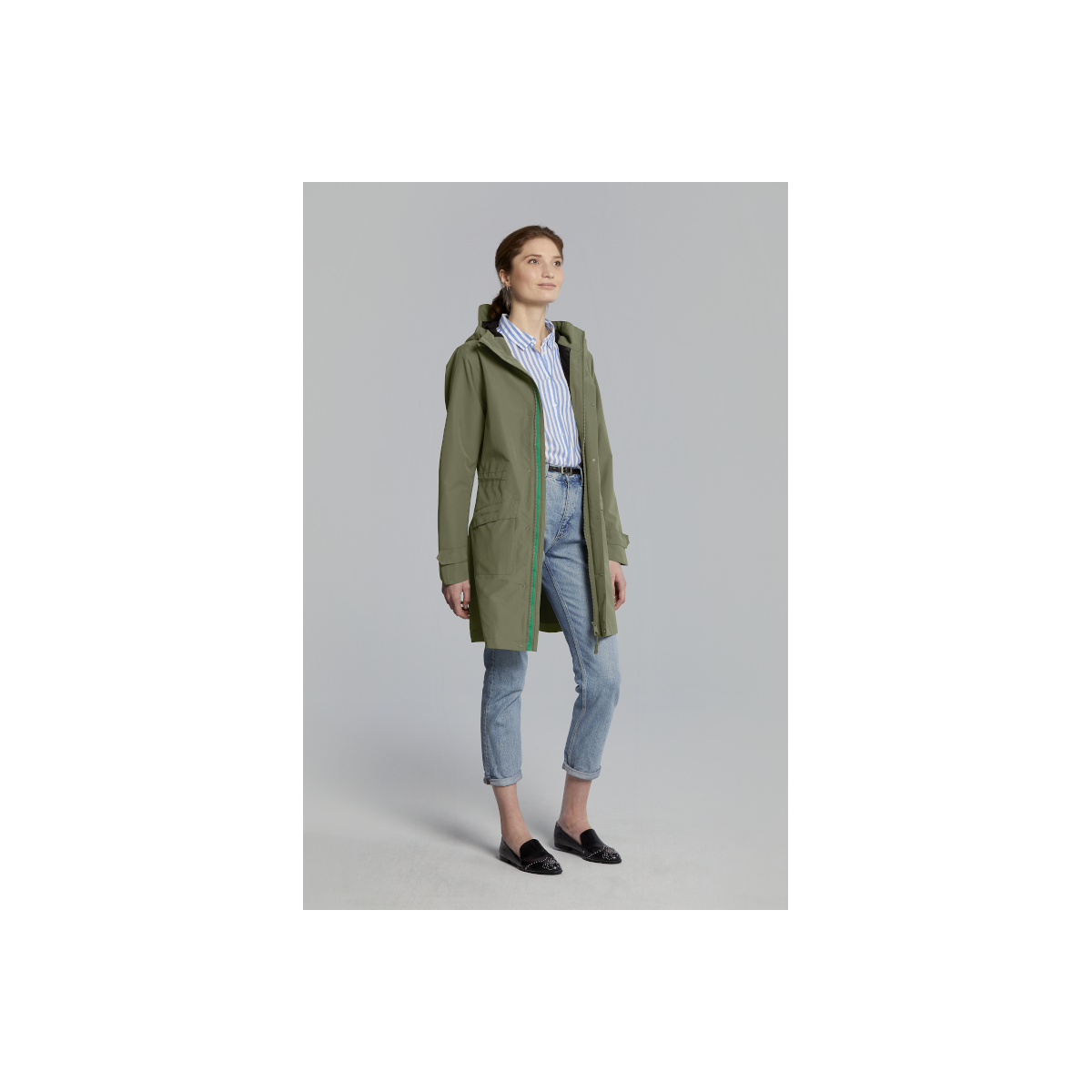 Basil Mosse veste de pluie Parka femmes, Vert olive XS