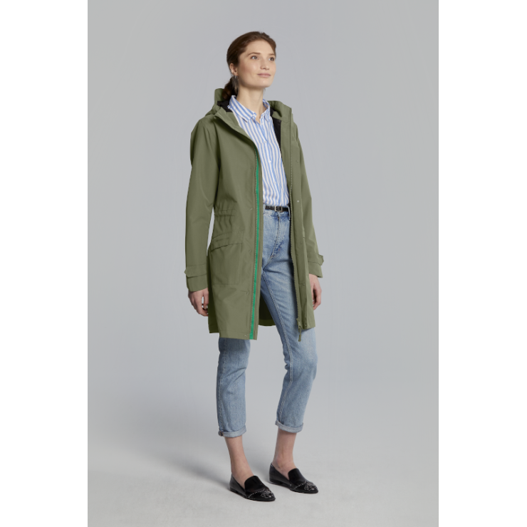 Basil Mosse veste de pluie Parka femmes, Vert olive XS