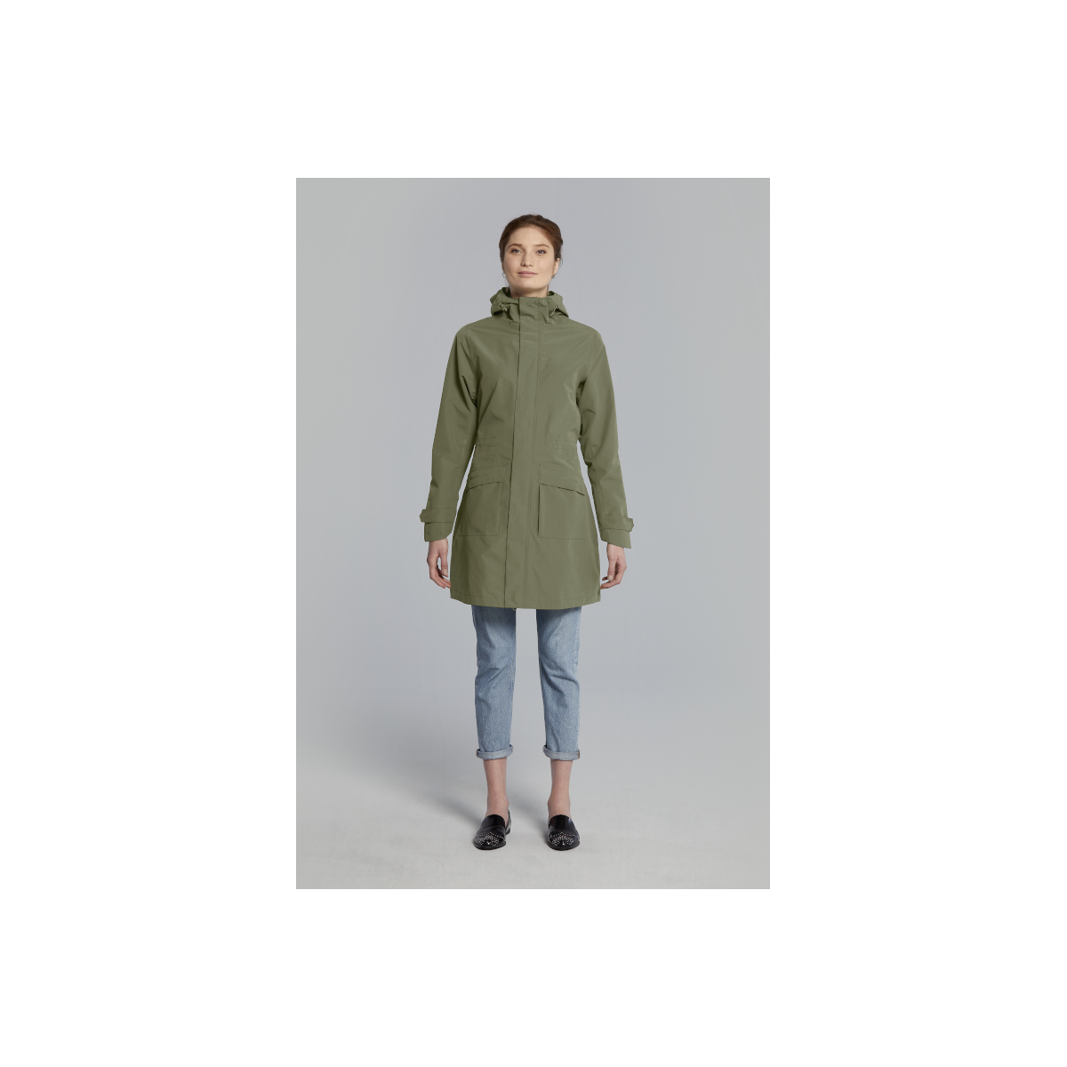 Basil Mosse veste de pluie Parka femmes, Vert olive M