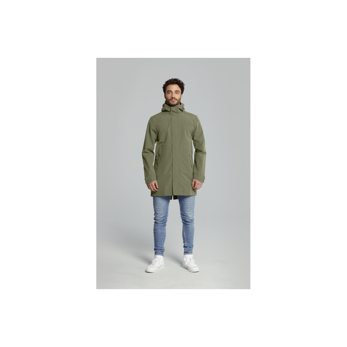 Basil Mosse veste de pluie Parka hommes, Vert olive S