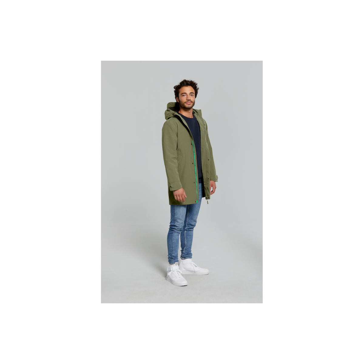 Basil Mosse veste de pluie Parka hommes, Vert olive S