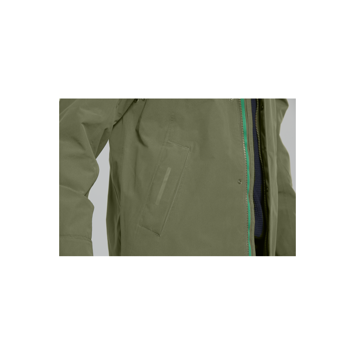 Parka Imperméable Homme Vert Olive - Coupe-vent, Doublure Maille - Taille L - Style Basique Fonctionnel