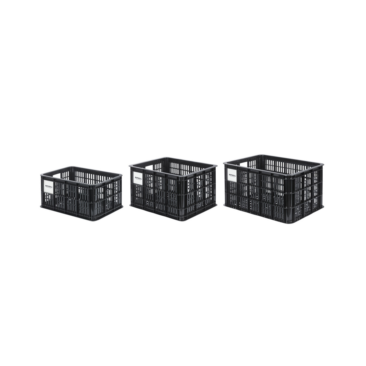 Panier/caisse Plastique Recyclé BASIL - 29L - Noir - 33x44x25cm - Avant/arrière