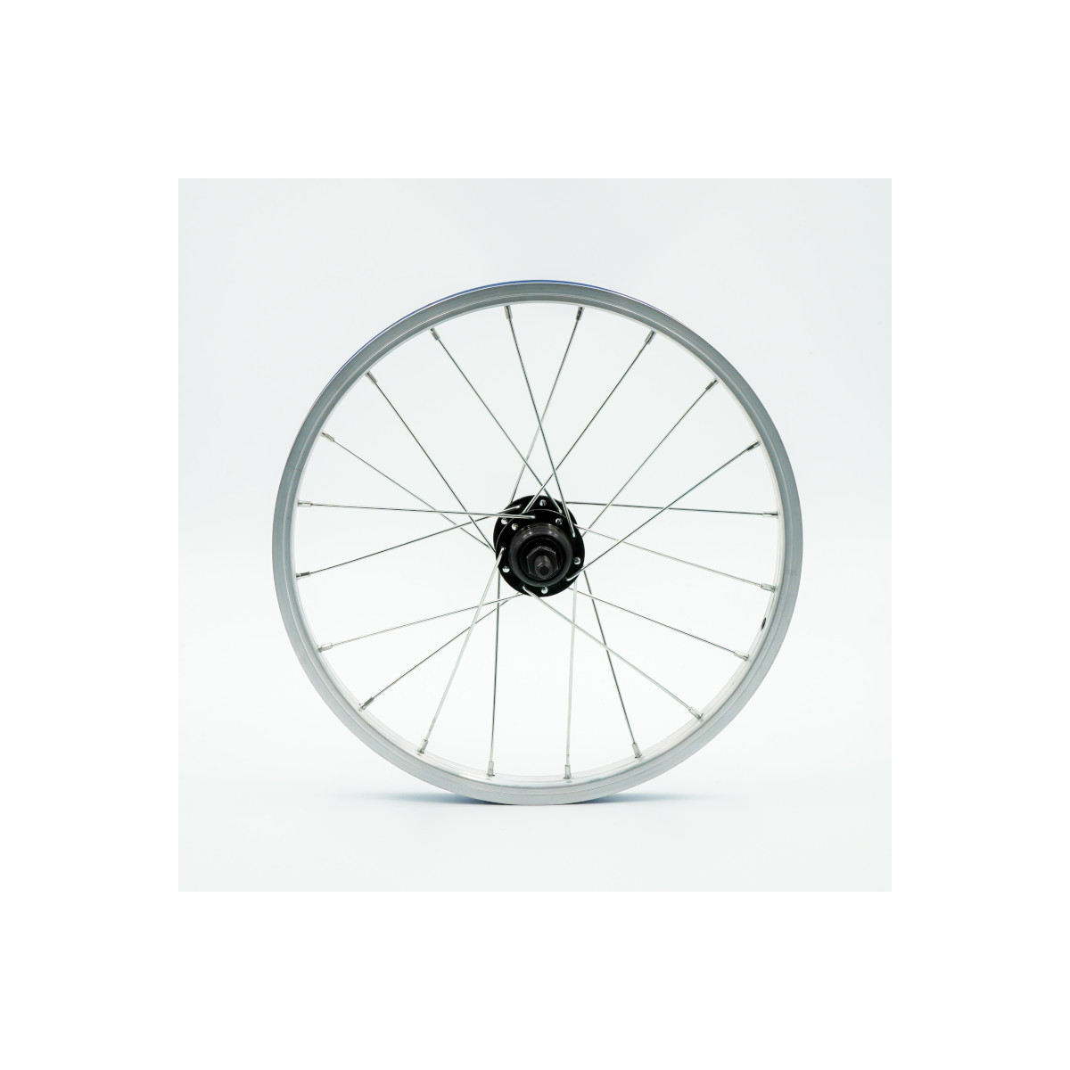 Roue 16" ARR, Roue libre, jante alu simple paroi argent, écrous