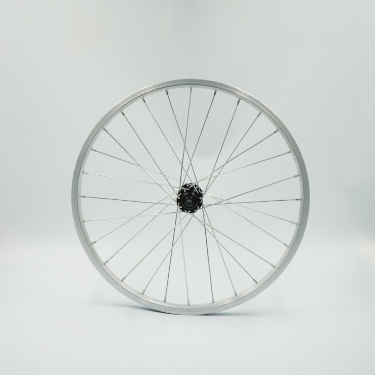 Roue 20" AV, jante alu simple paroi argent, écrous