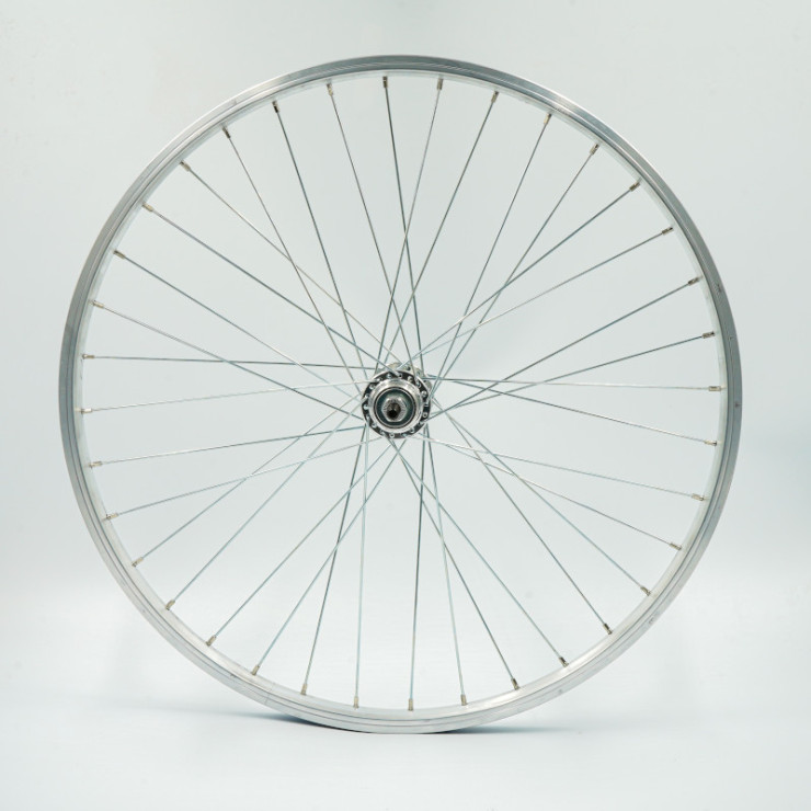 Roue 24" ARR, RL 1vit, jante alu simple paroi argent, écrous