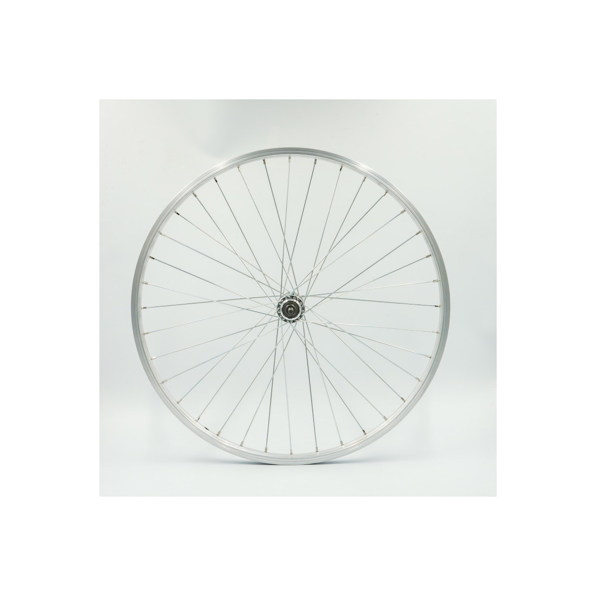 Roue 24" AV, jante alu simple paroi argent, écrous