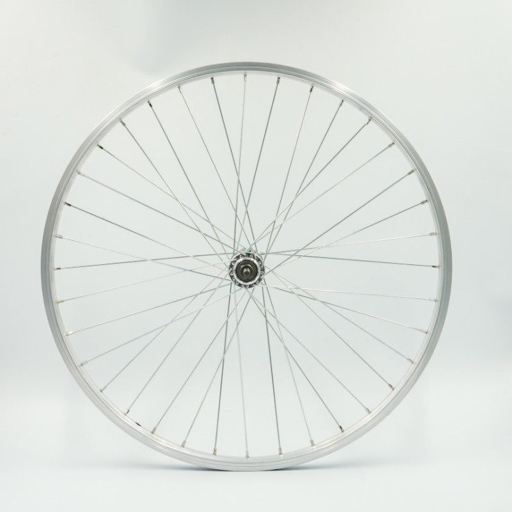 Roue 24" AV, jante alu simple paroi argent, écrous