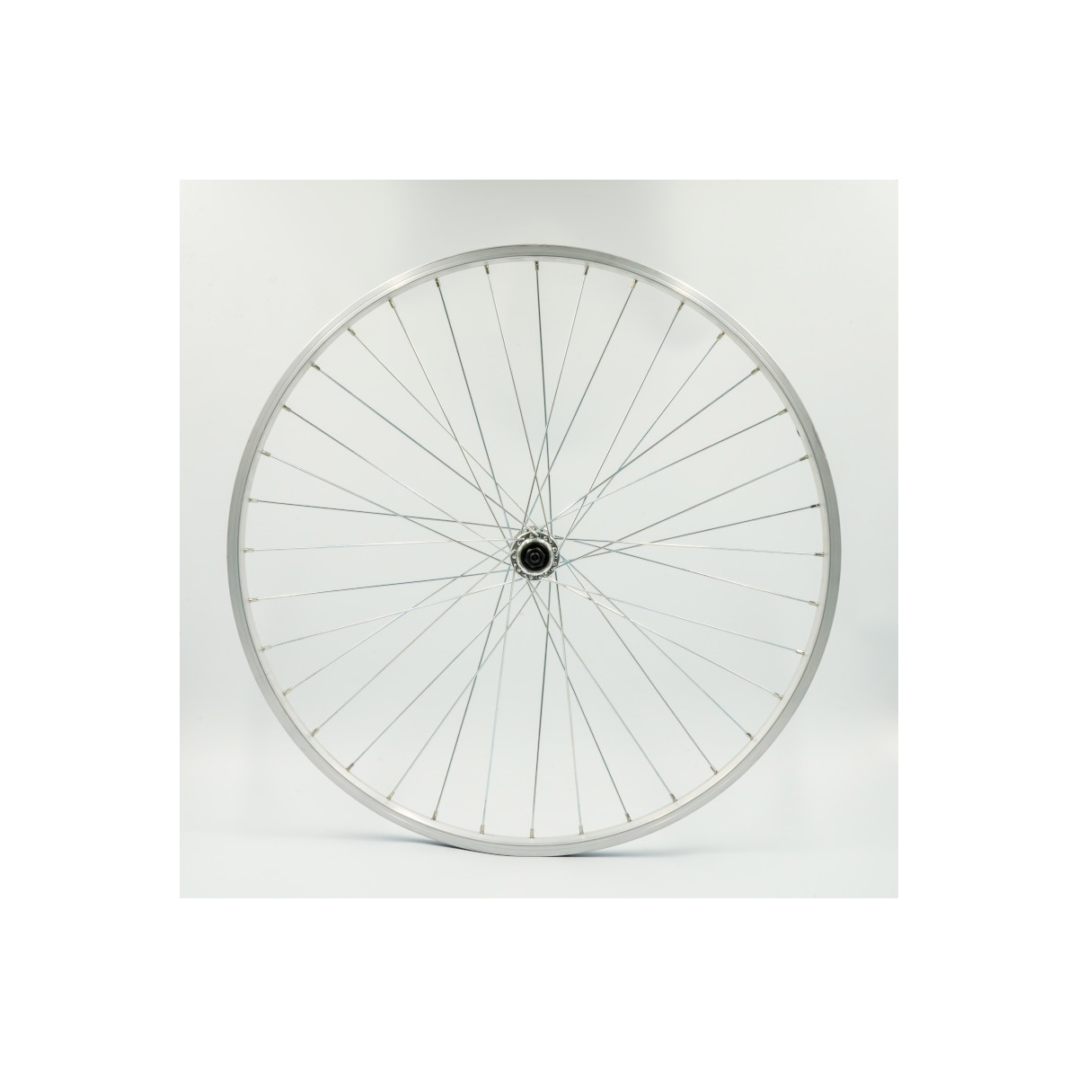 Roue 26" AV, jante alu simple paroi argent, QR10