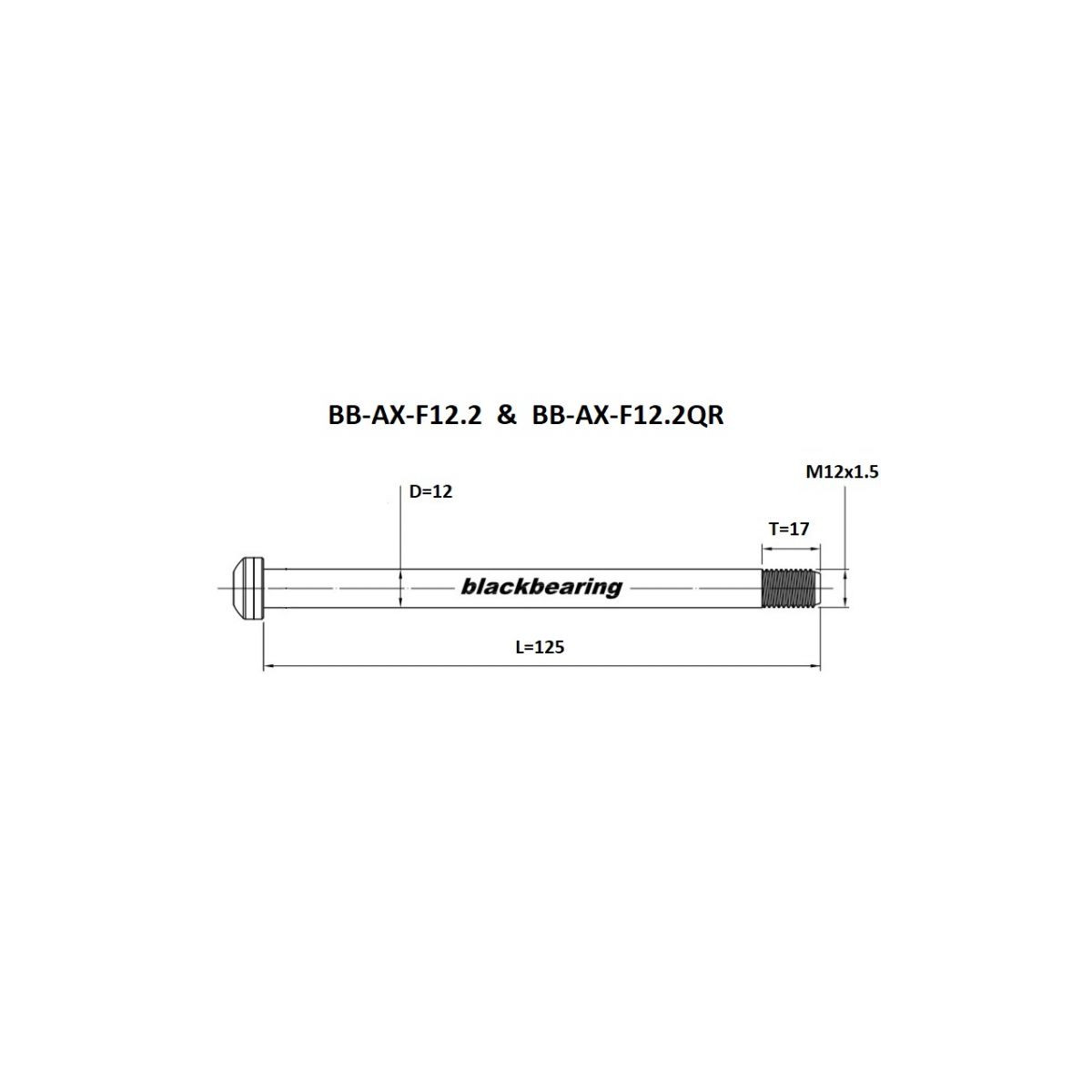Axe de roue avant levier rapide BLACKBEARING 125-M12x1.5-16mm