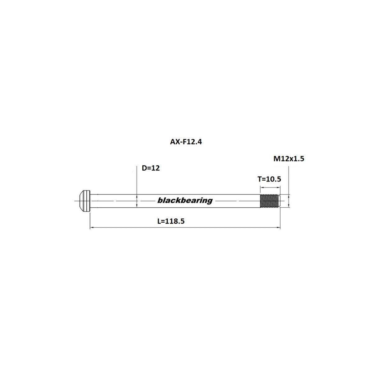 Axe de roue avant BLACKBEARING 118.5-M12x1.5-10.5mm
