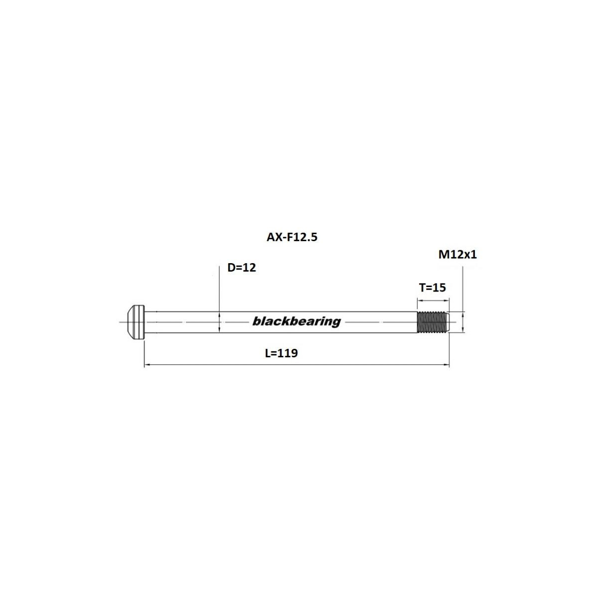 Axe de roue avant BLACKBEARING 119-M12x1-15mm