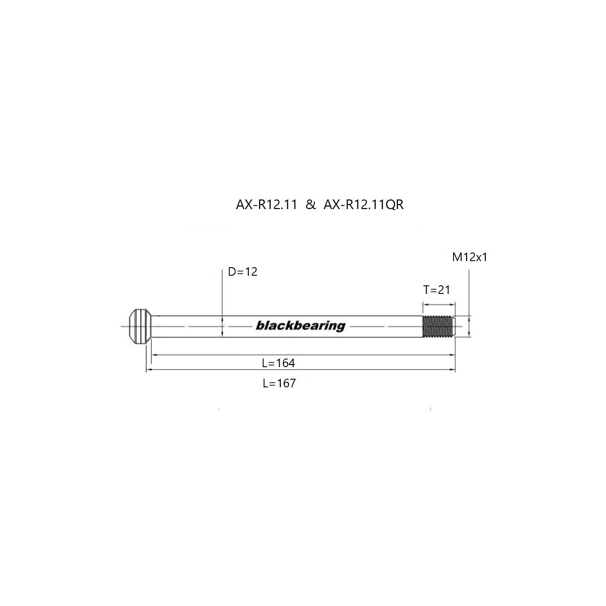 Axe de roue arrière BLACKBEARING 166-M12x1-20mm
