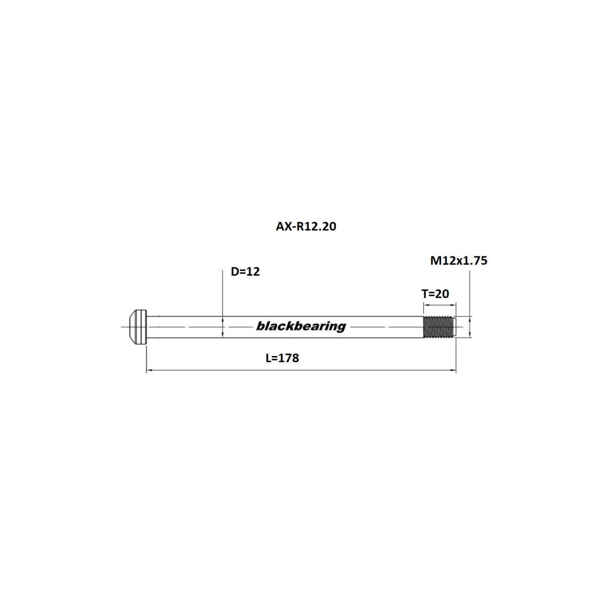 Axe de roue arrière BLACKBEARING 178-M12x1.75-20mm