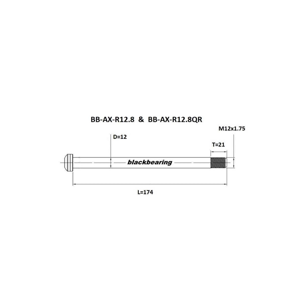 Axe de roue arrière BLACKBEARING 174-M12x1.75-21mm