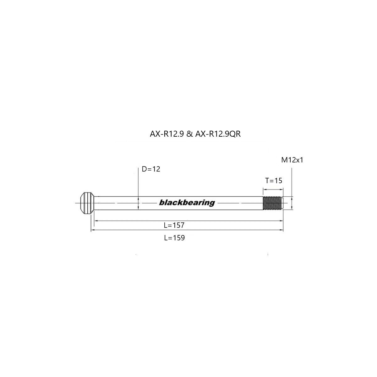 Axe de roue arrière levier rapide BLACKBEARING 159-M12x1-15mm