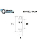 Roulement avec bague allongée BLACKBEARING 12 x 21 x 5/6.5mm MAX