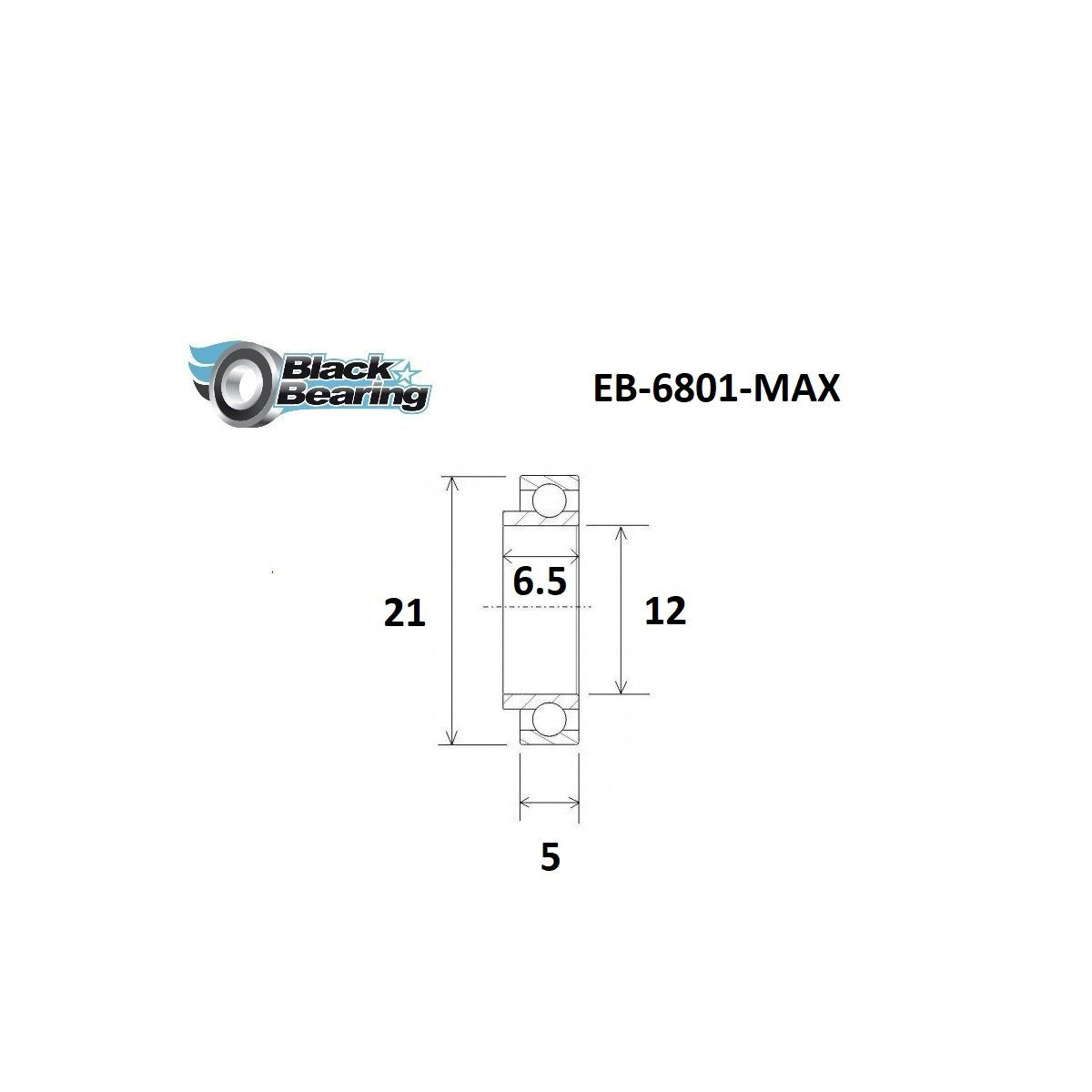 Roulement avec bague allongée BLACKBEARING 12 x 21 x 5/6.5mm MAX