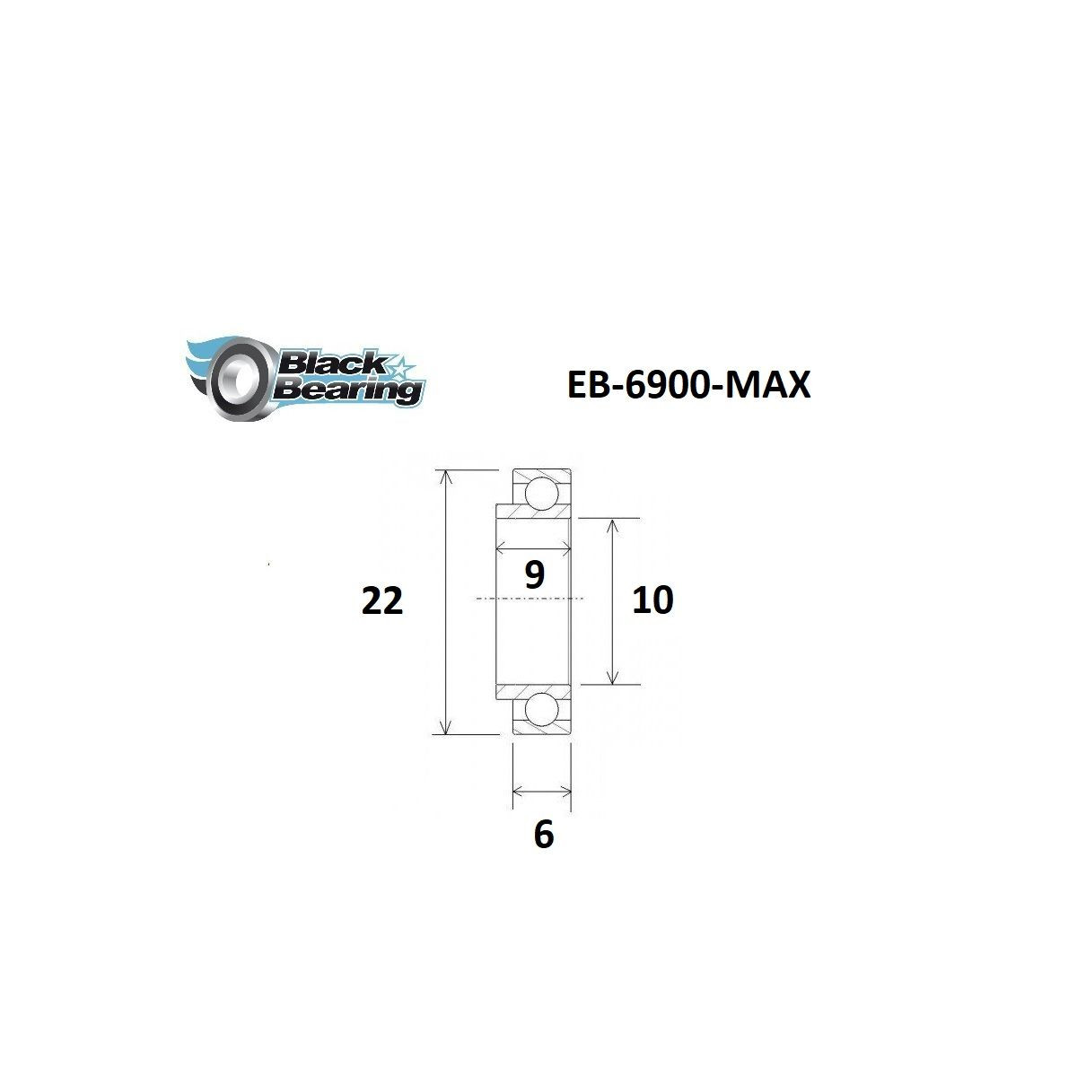 Roulement avec bague allongée BLACKBEARING 10 x 22 x 6/9mm MAX