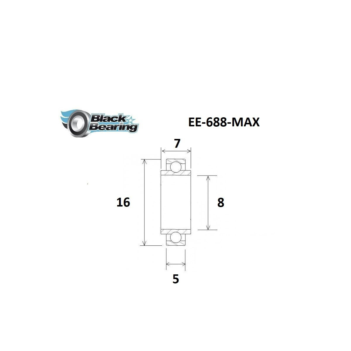 Roulement avec bague allongée BLACKBEARING 7 x 16 x 5/7mm MAX