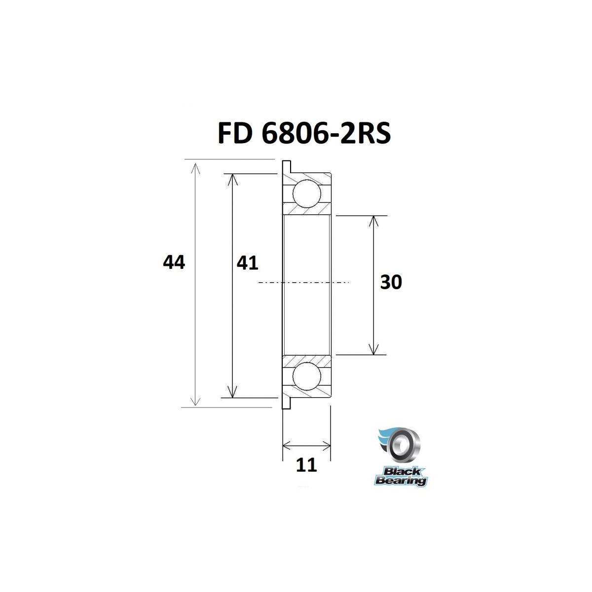Roulement avec bague allongée BLACKBEARING 30 x 41/44 x 10mm B3
