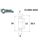 Roulement avec bague allongée BLACKBEARING 12 x 24/26 x 5/7mm MAX