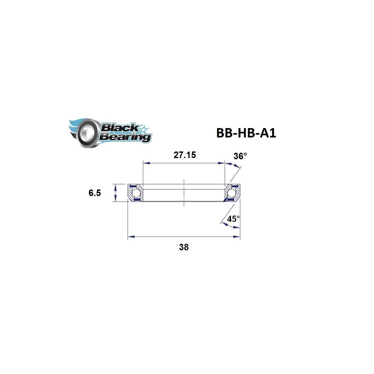 Roulement de direction BLACKBEARING 27.15 x 38 x 6.5mm - 36/45°