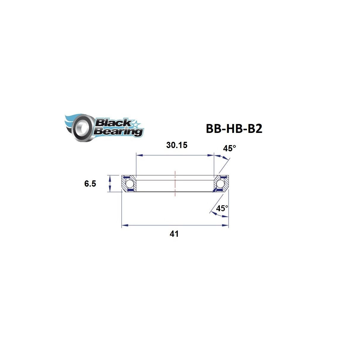 Roulement de direction BLACKBEARING 30.15 x 41 x 6.5mm - 45/45°