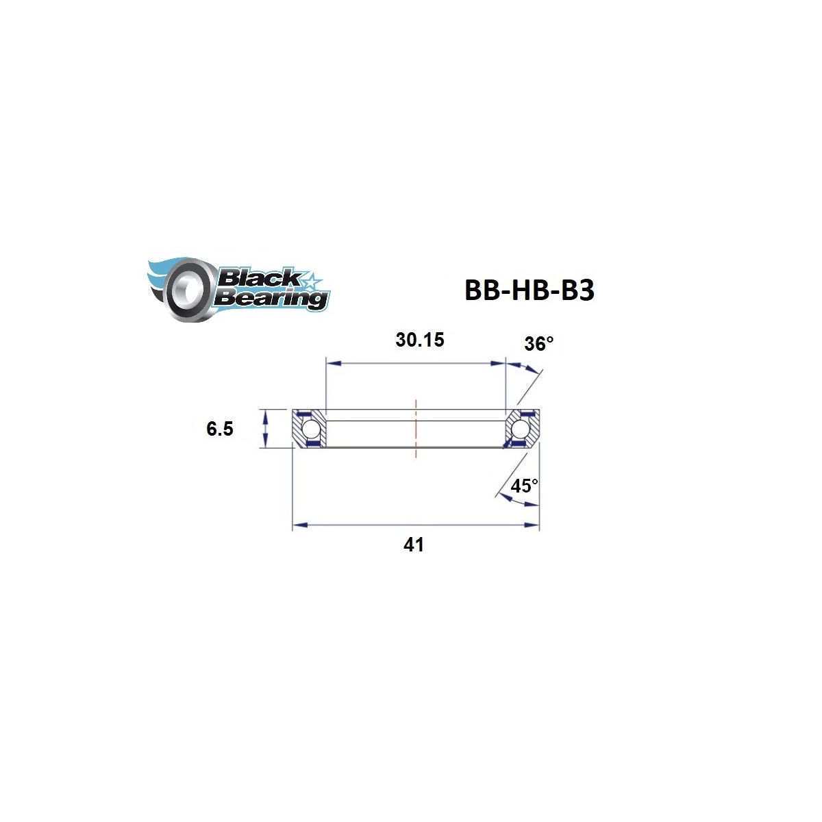 Roulement de direction BLACKBEARING 30.15 x 41 x 6.5mm - 36/45°