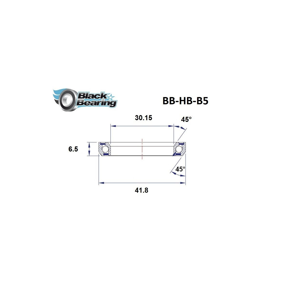 Roulement de direction BLACKBEARING 30.15 x 41.8 x 6.5mm - 45/45°