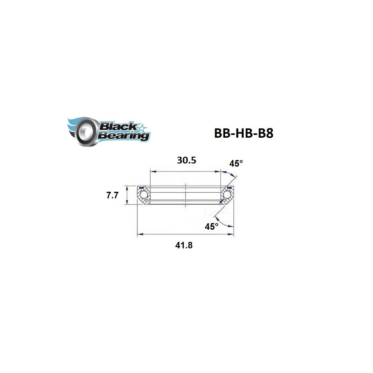 Roulement de direction BLACKBEARING 30.5 x 41.8 x 7.7mm - 45/45°