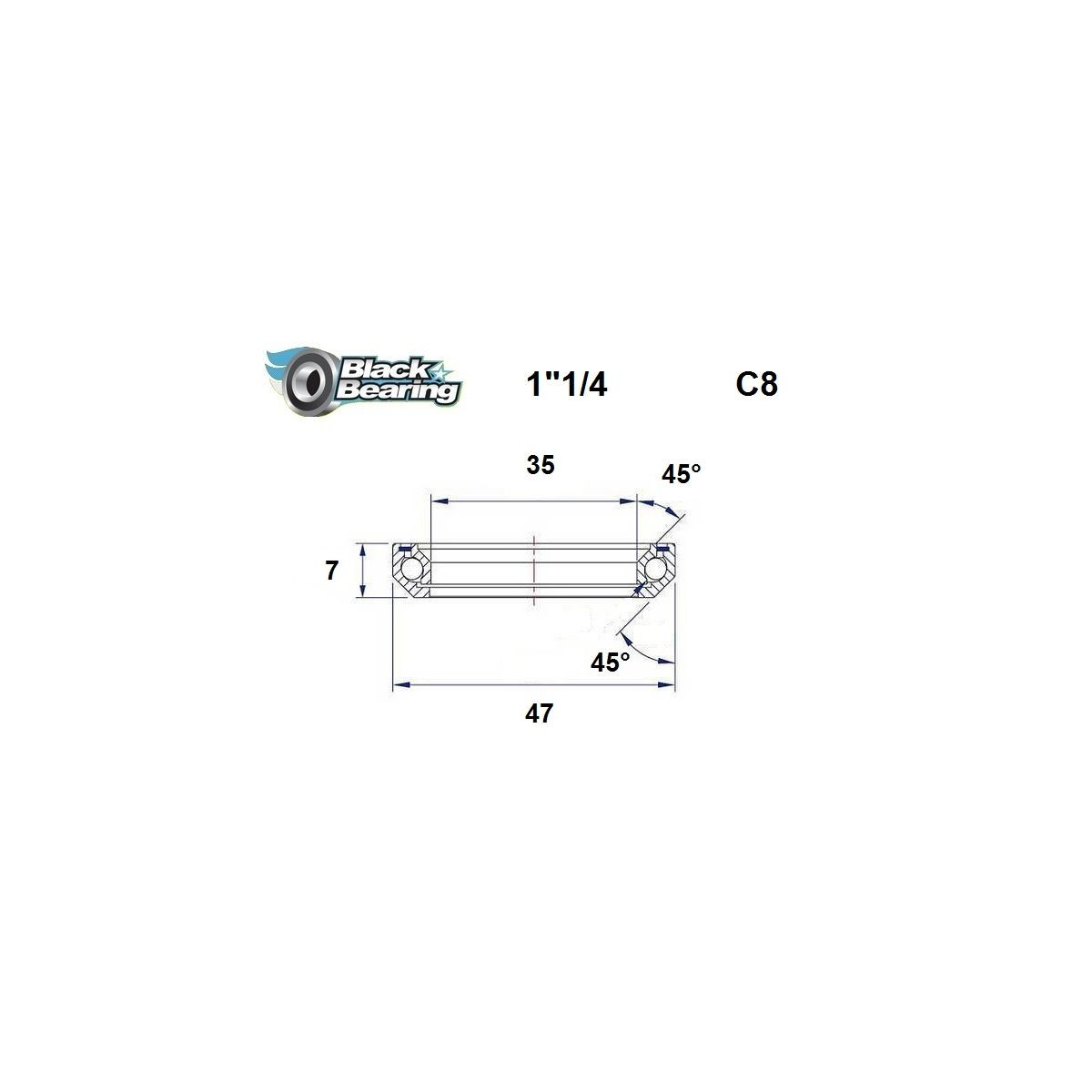 Roulement de direction BLACKBEARING 35 x 47 x 7mm - 45/45°