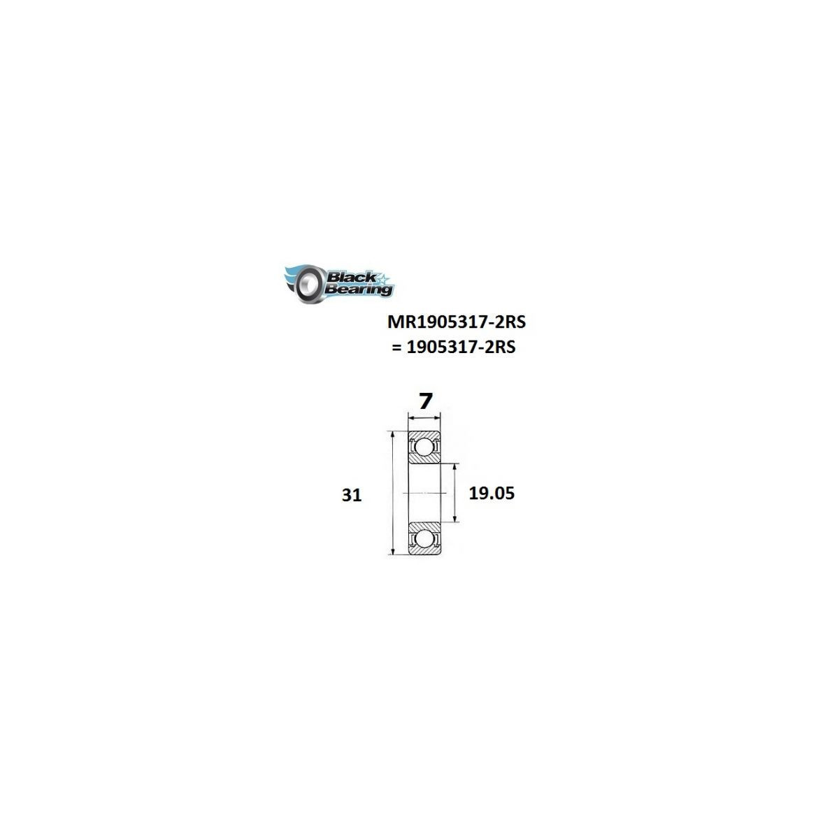 Roulement pivot de cadre VTT BLACKBEARING 19.05 x 31 x 7mm MAX
