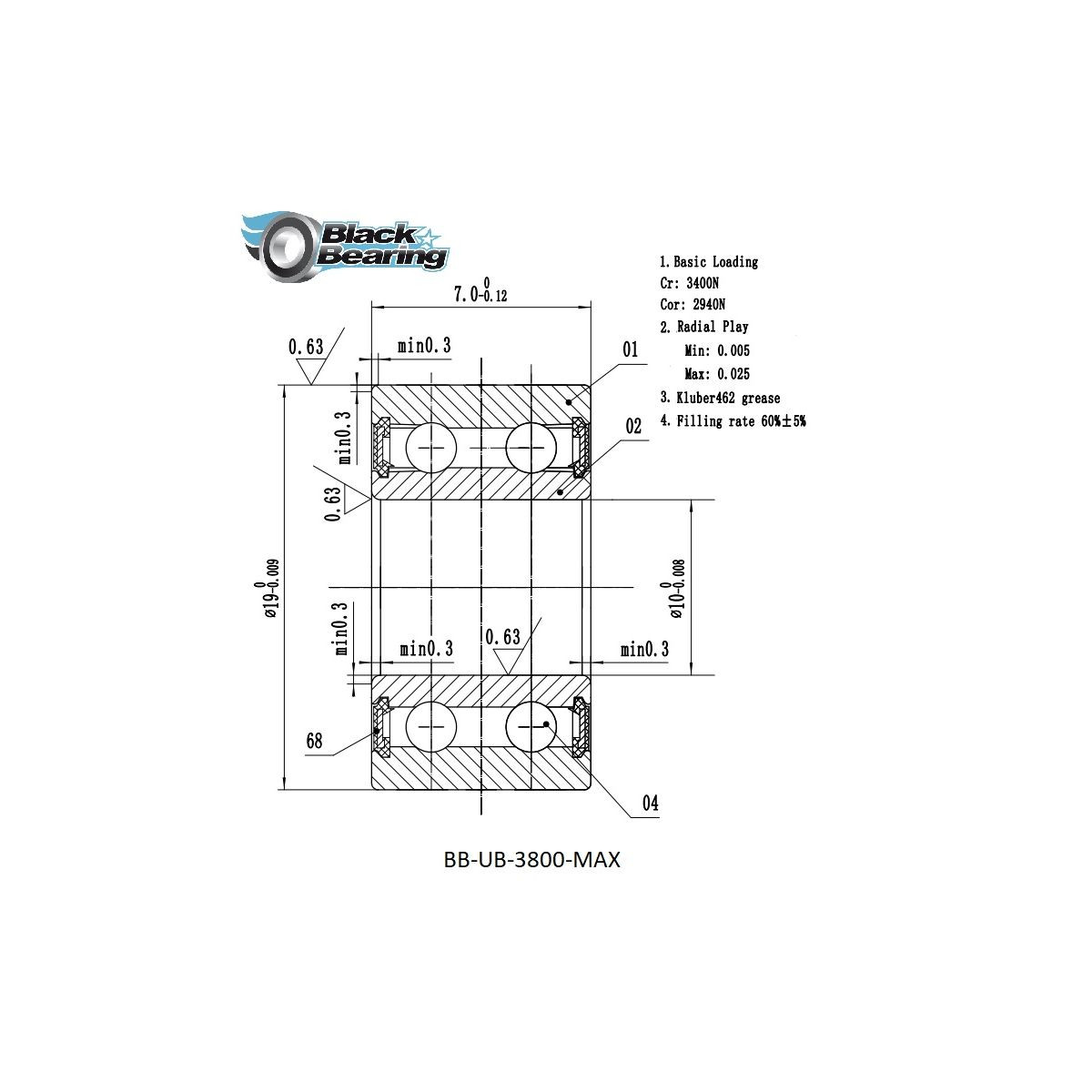 Roulement pivot de cadre VTT BLACKBEARING 10 x 19 x 7mm MAX