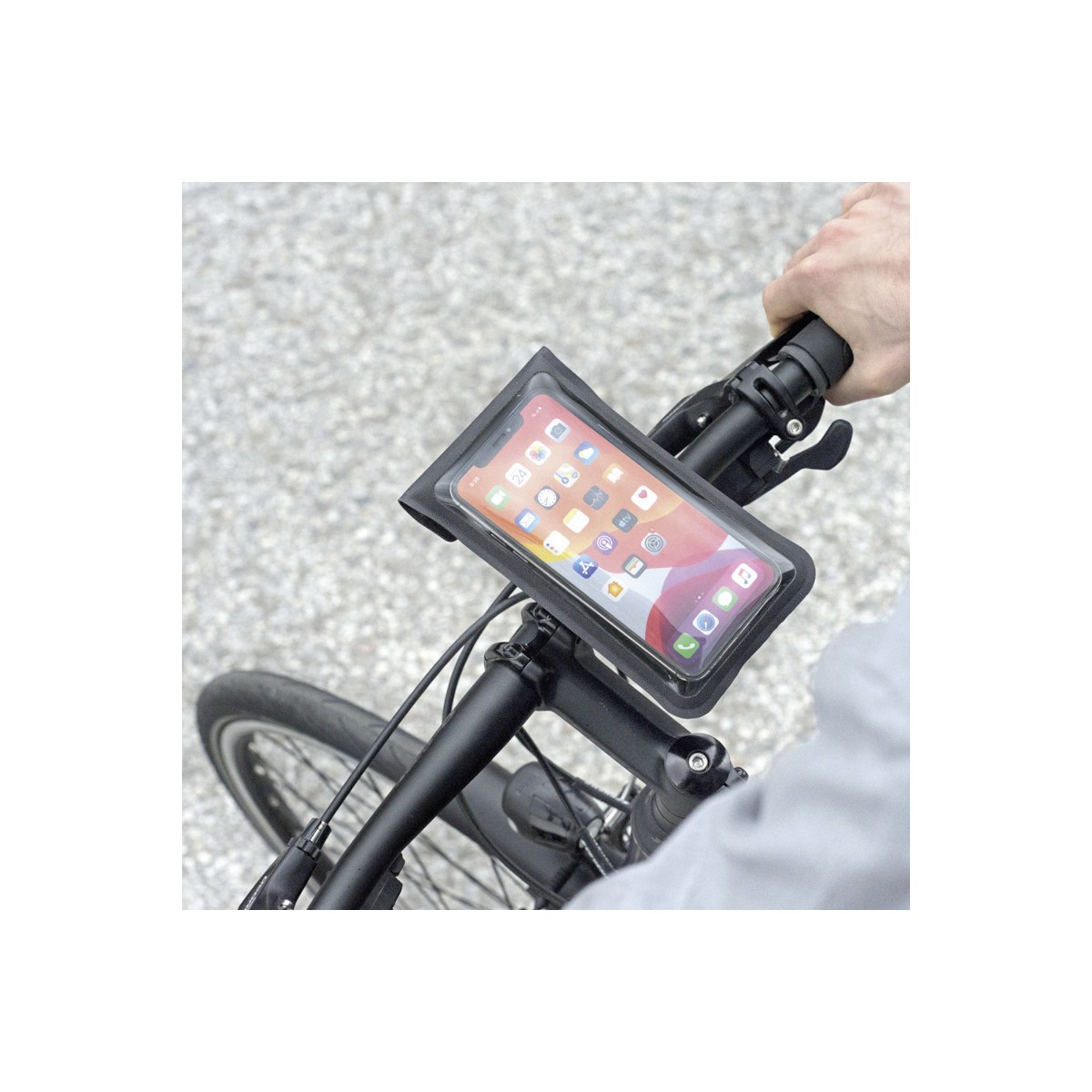 Phone Bag Light M KLICKfix + adaptateur transparent/noir, avec attache rotative
