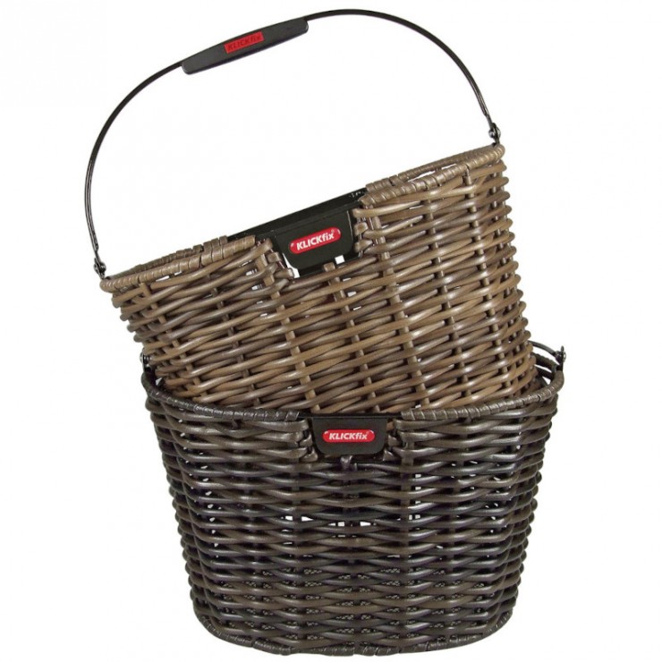 Panier Vélo KlickFix Structura Ovale Marron - Pour Guidon, Fixe Et Réglable - Idéal Courses, Balades