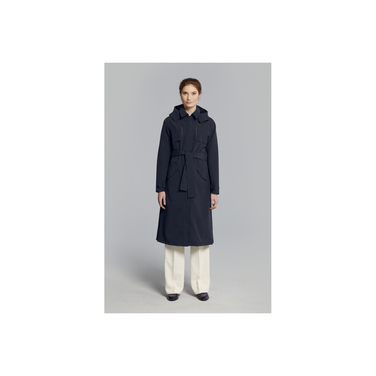 Basil Mosse veste de pluie femmes trench-coat, Bleu nuit XXL