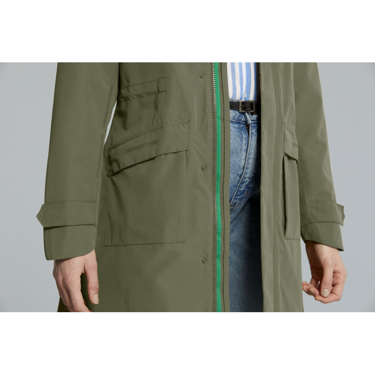 Basil Mosse veste de pluie Parka femmes, Vert olive XS